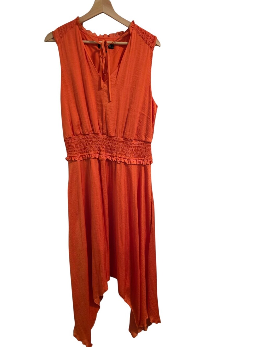 Sam Edelman EUC Orange Satin High-Low Midi Cocktail Homecoming Dress Sz L